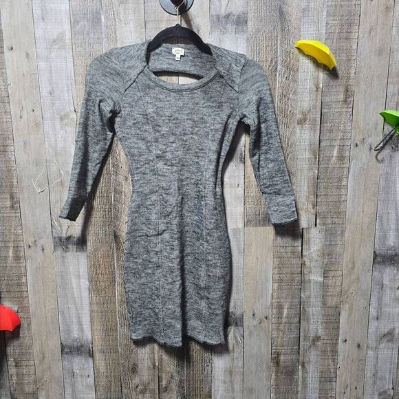 Wilfred Dress Extra Small Grey Wool Long Sleeve Bodycon Minimalist Balletcore - Picture 1 of 4